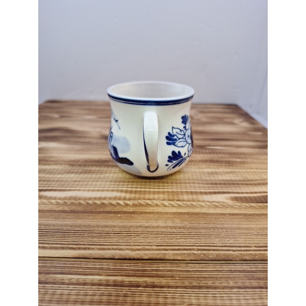 Delft Blue Windmill and Flower Coffee Mug Hand Painted Ceramic - Picture 3 of 9